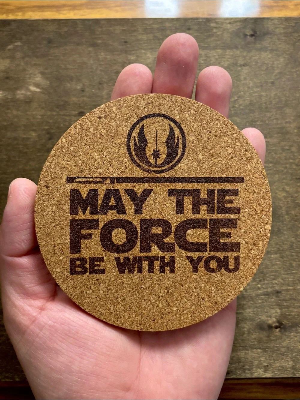 Star Wars Quote Laser Engraved Cork Coaster #2